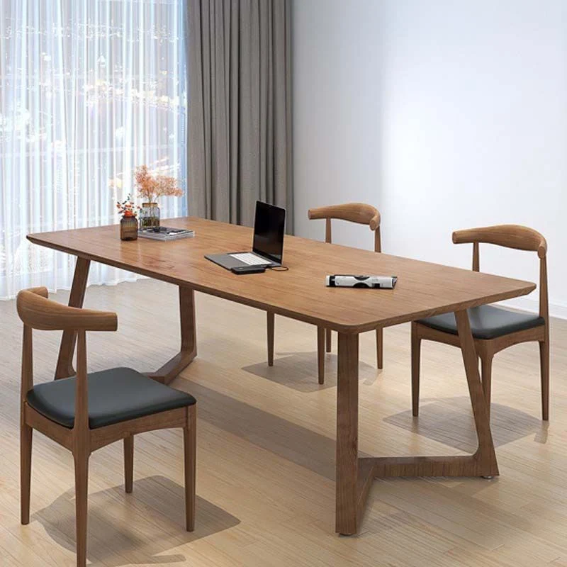 Tavolo da pranzo con piano legno di pino Tavolo rettangolare di lusso tradizionale con base slitta Clearhalo