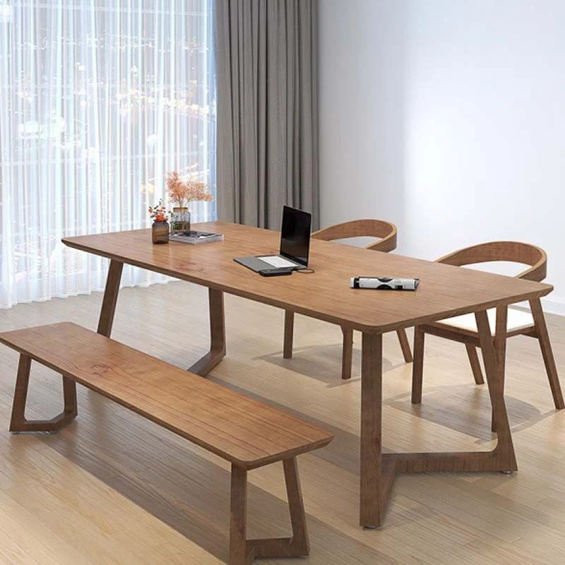 Tavolo da pranzo con piano legno di pino Tavolo rettangolare di lusso tradizionale con base slitta Clearhalo