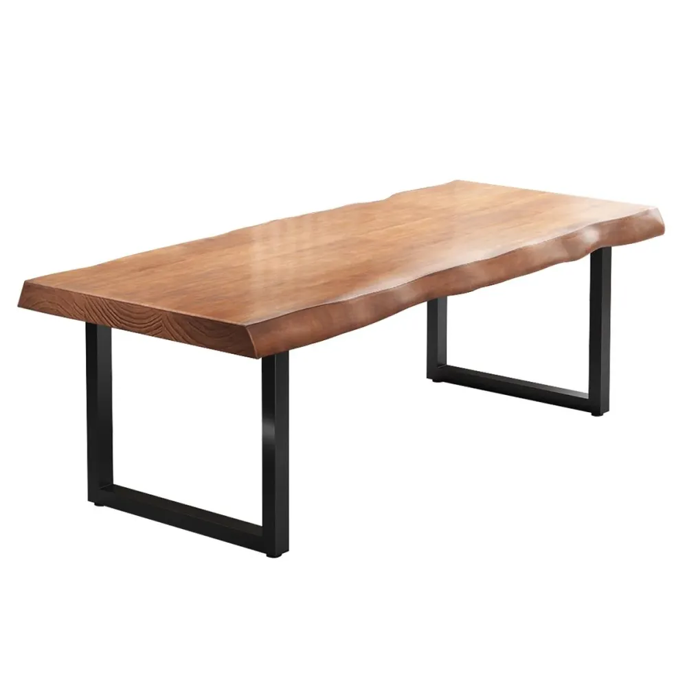 Tavolo da pranzo con piano legno di pino Tavolo rettangolare con base slitta nero Clearhalo