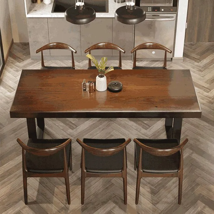 Tavolo da pranzo con piano legno Tavolo rettangolare industriale con base slitta nero Clearhalo