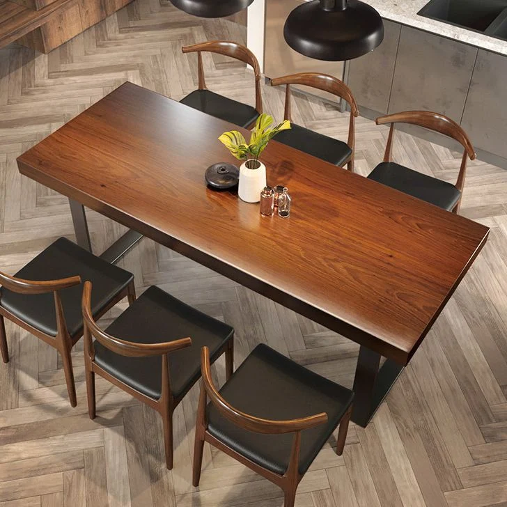 Tavolo da pranzo con piano legno Tavolo rettangolare industriale con base slitta nero Clearhalo