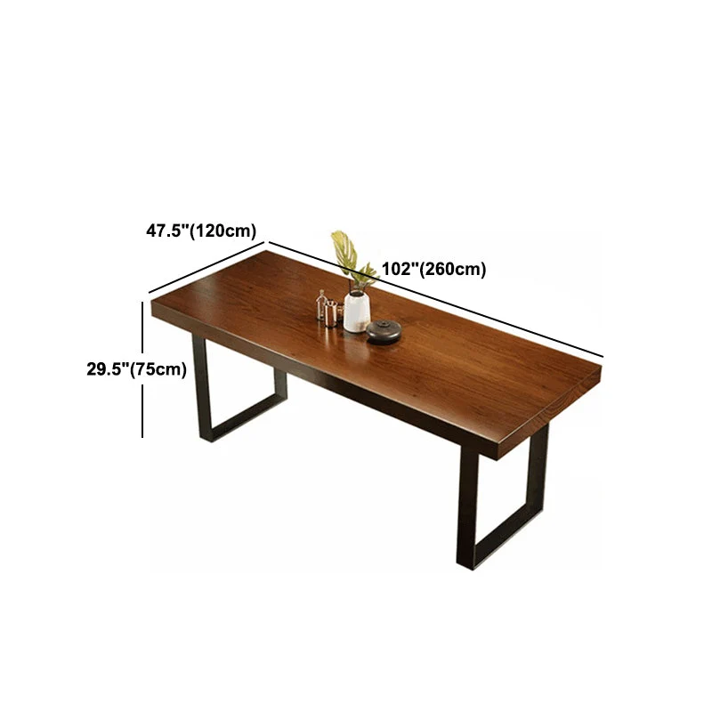 Tavolo da pranzo con piano legno Tavolo rettangolare industriale con base slitta nero Clearhalo