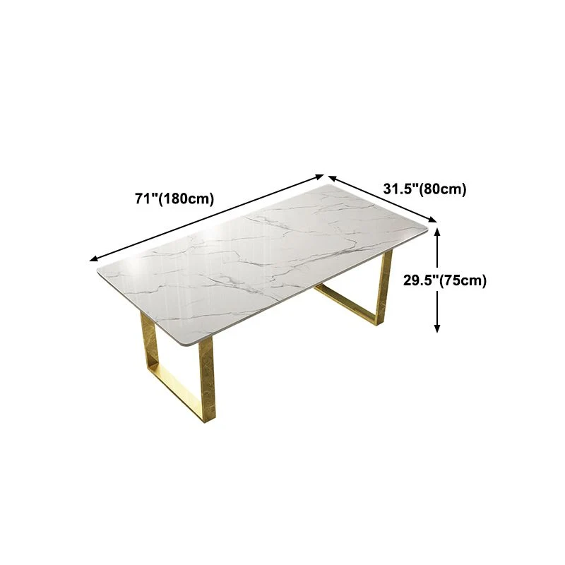 Tavolo da pranzo con piano marmo Tavolo da pranzo moderno rettangolare con base slitta Clearhalo