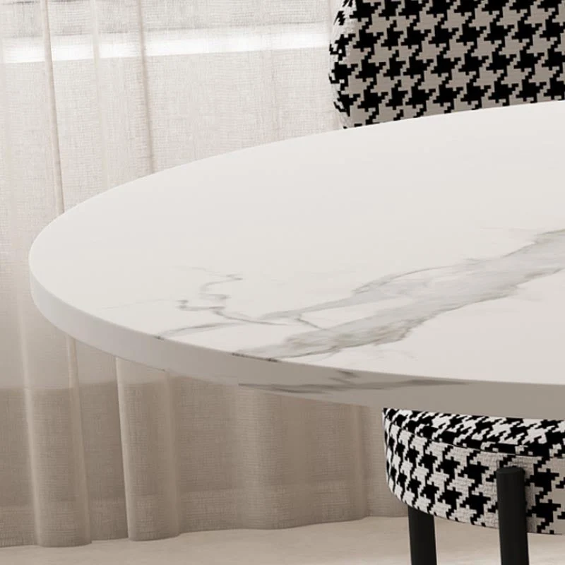 Tavolo da pranzo con piano ovale bianco Tavolo da pranzo moderno con piano pietra per sala da pranzo Clearhalo