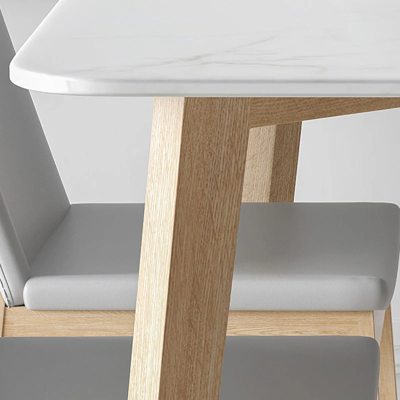 Tavolo da pranzo con piano pietra bianca Tavolo da pranzo moderno Mid-Century con 4 gambe Clearhalo