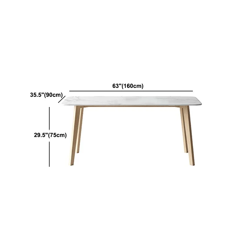 Tavolo da pranzo con piano pietra bianca Tavolo da pranzo moderno Mid-Century con 4 gambe Clearhalo