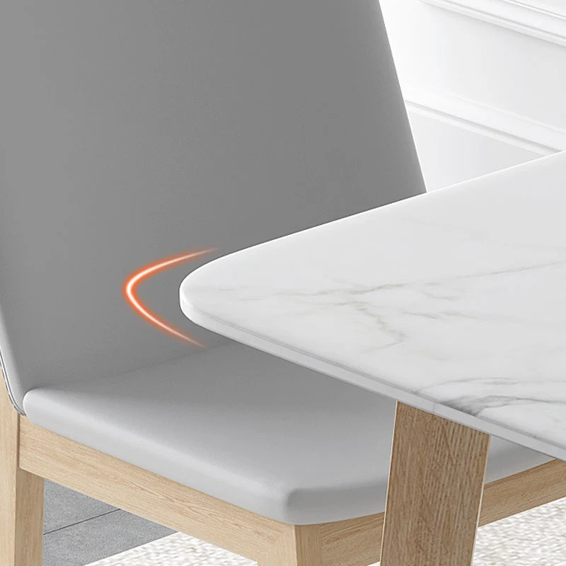 Tavolo da pranzo con piano pietra bianca Tavolo da pranzo moderno Mid-Century con 4 gambe Clearhalo