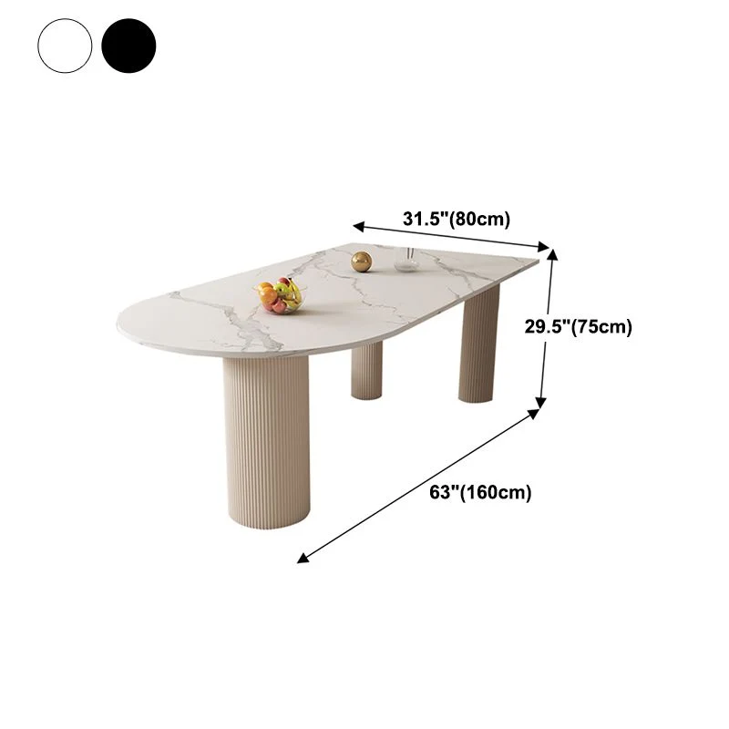 Tavolo da pranzo con piano pietra forma libera Tavolo da pranzo con base legno massello per cucina Clearhalo
