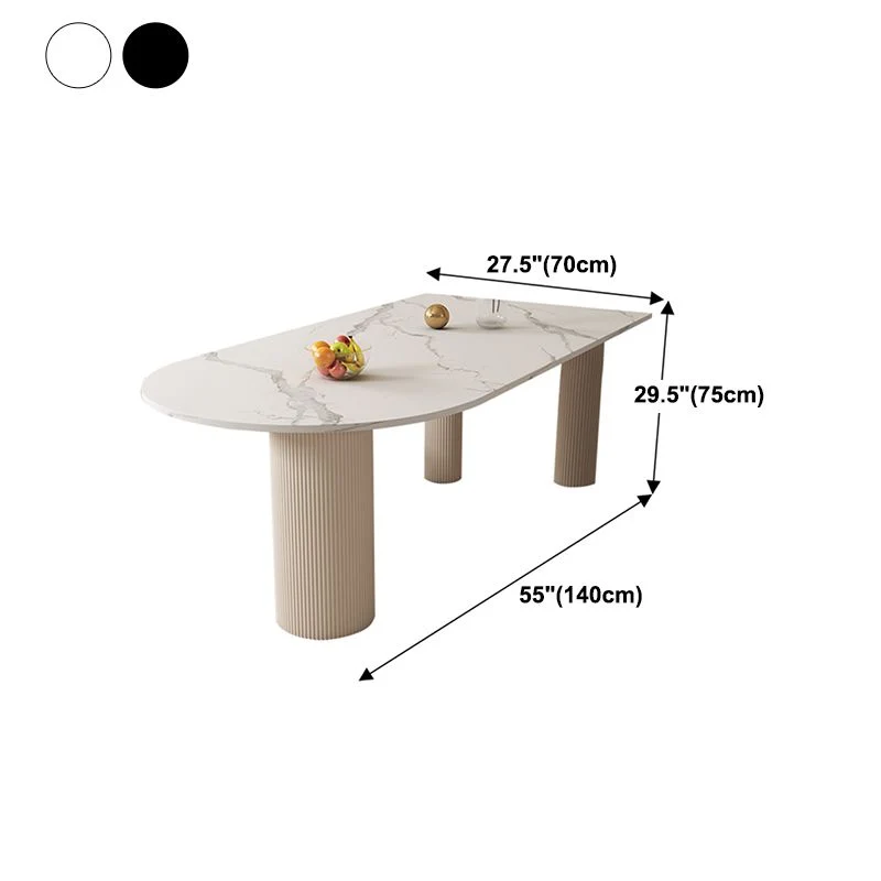 Tavolo da pranzo con piano pietra forma libera Tavolo da pranzo con base legno massello per cucina Clearhalo