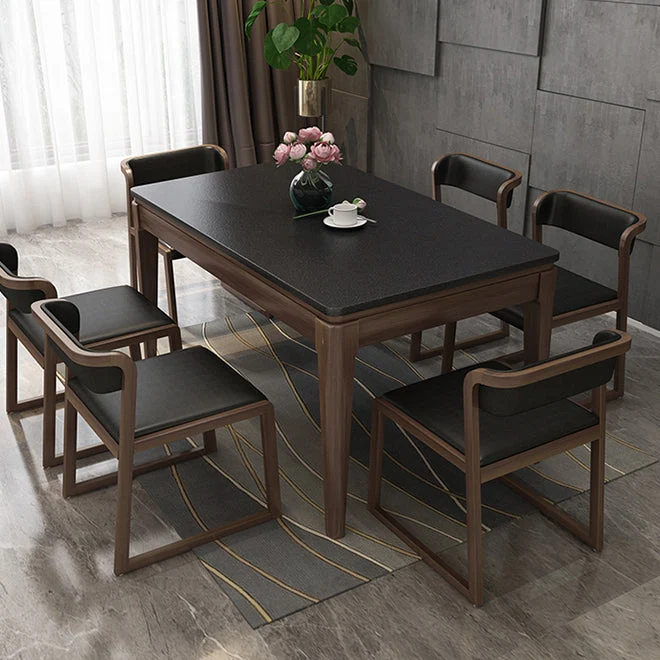 Tavolo da pranzo con piano pietra e gambe legno di frassino Tavolo da pranzo per interni nero Clearhalo