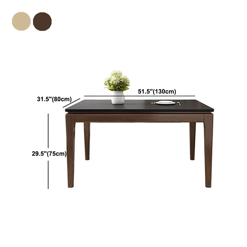 Tavolo da pranzo con piano pietra nera Tavolo da pranzo moderno Mid-Century con 4 gambe legno Clearhalo