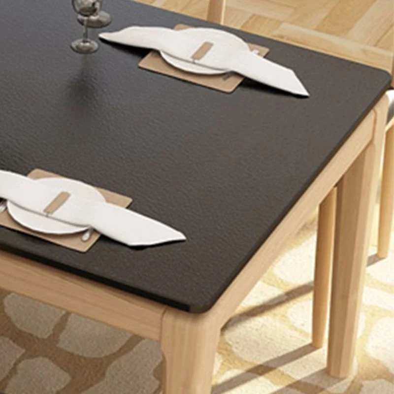Tavolo da pranzo con piano pietra nera Tavolo da pranzo moderno Mid-Century con 4 gambe legno Clearhalo