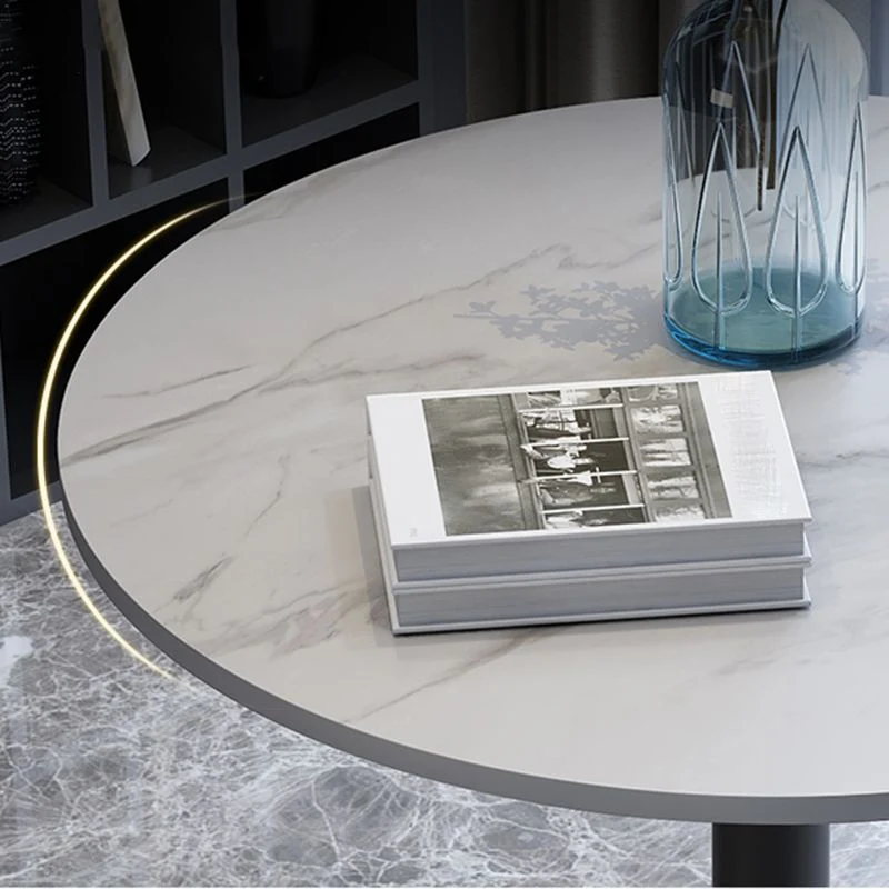 Tavolo da pranzo con piano pietra stile Glam Tavolo da pranzo con base metallo per caffetteria Clearhalo