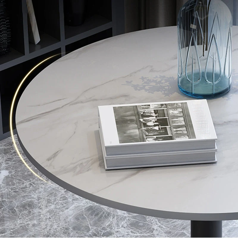 Tavolo da pranzo con piano pietra stile Glam Tavolo da pranzo con base metallo per caffetteria Clearhalo