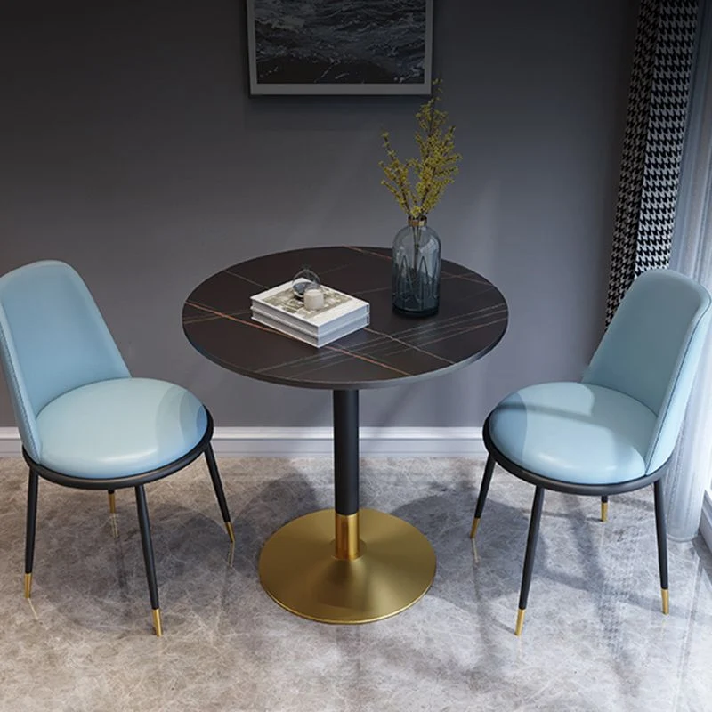 Tavolo da pranzo con piano pietra stile Glam Tavolo da pranzo con base metallo per caffetteria Clearhalo