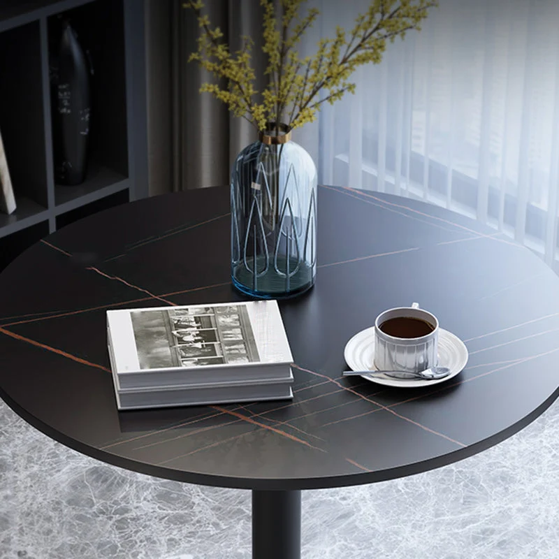 Tavolo da pranzo con piano pietra stile Glam Tavolo da pranzo con base metallo per caffetteria Clearhalo