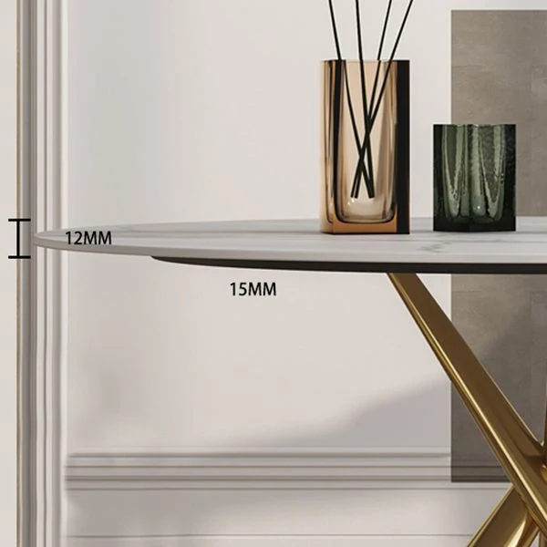 Tavolo da pranzo con piano pietra Tavolo da pranzo moderno con base piedistallo oro Clearhalo