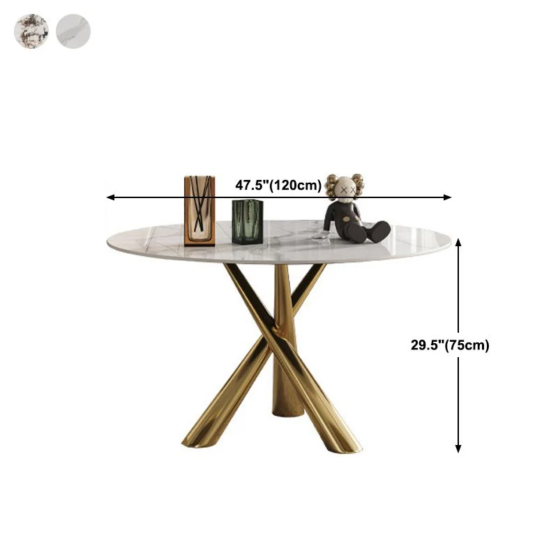 Tavolo da pranzo con piano pietra Tavolo da pranzo moderno con base piedistallo oro Clearhalo