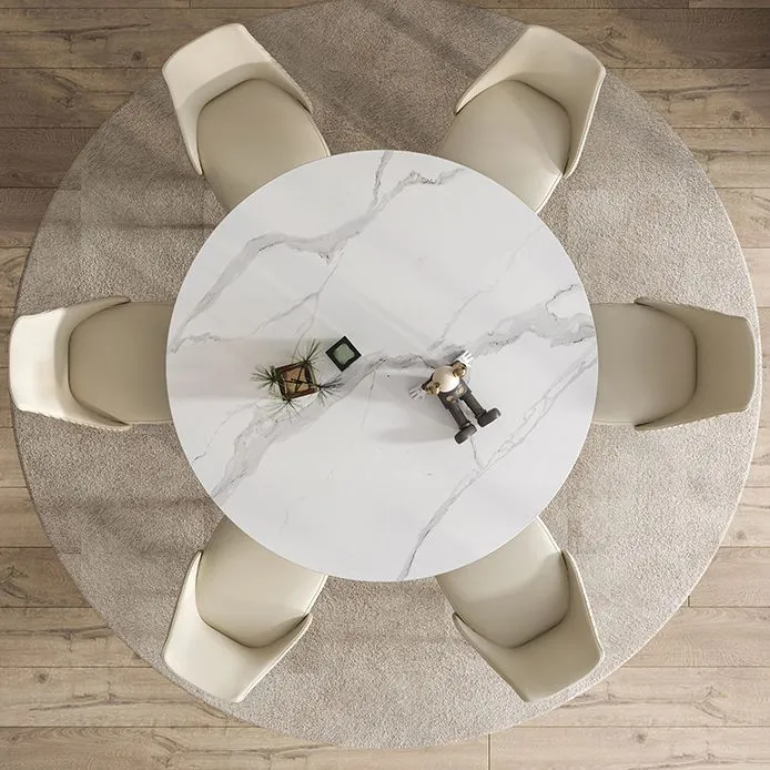 Tavolo da pranzo con piano pietra Tavolo da pranzo moderno con base piedistallo oro Clearhalo