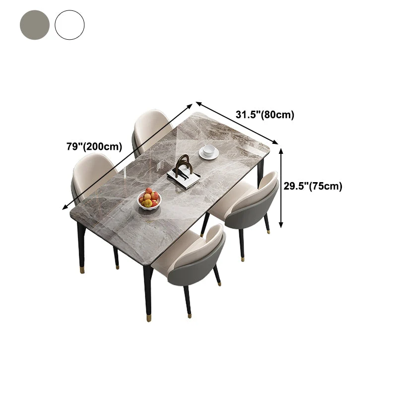 Tavolo da pranzo con piano pietra Tavolo da pranzo moderno rettangolare con 4 gambe nero Clearhalo