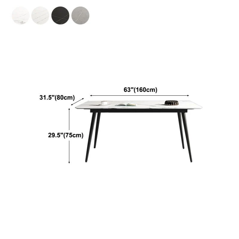 Tavolo da pranzo con piano pietra Tavolo da pranzo moderno rettangolare con 4 gambe nere Clearhalo