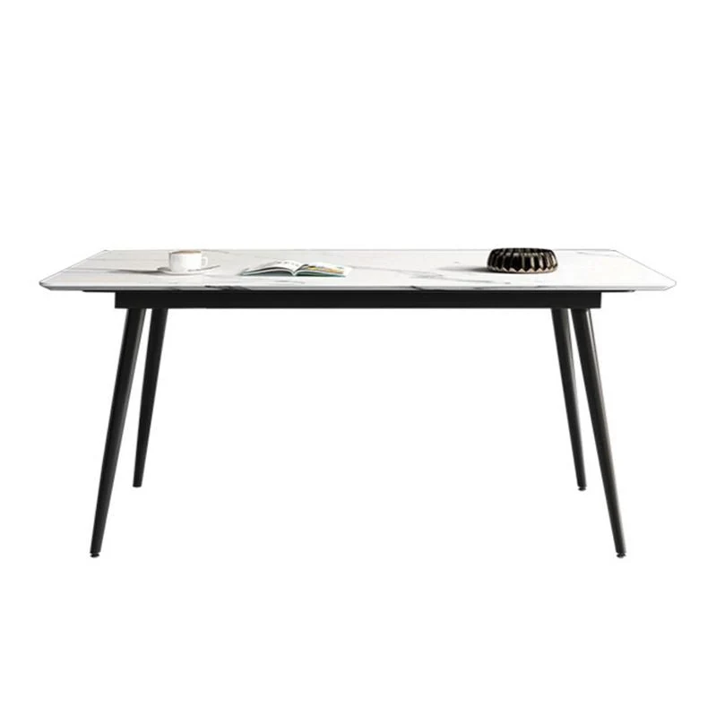 Tavolo da pranzo con piano pietra Tavolo da pranzo moderno rettangolare con 4 gambe nere Clearhalo
