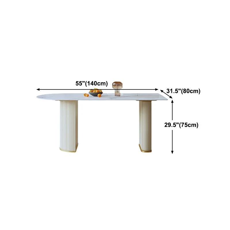 Tavolo da pranzo con piano pietra Tavolo da pranzo di lusso con base slitta bianco Clearhalo