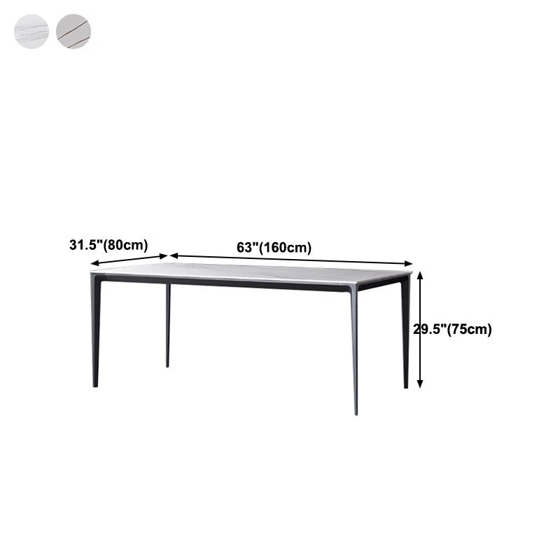 Tavolo da pranzo con piano pietra Tavolo da pranzo moderno con 4 gambe nere Clearhalo