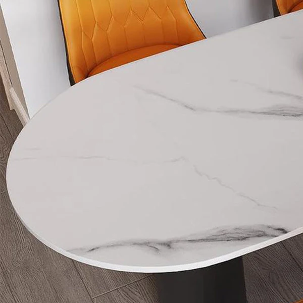 Tavolo da pranzo con piano pietra Tavolo tradizionale di lusso con 3 gambe nero Clearhalo