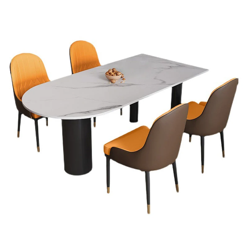 Tavolo da pranzo con piano pietra Tavolo tradizionale di lusso con 3 gambe nero Clearhalo