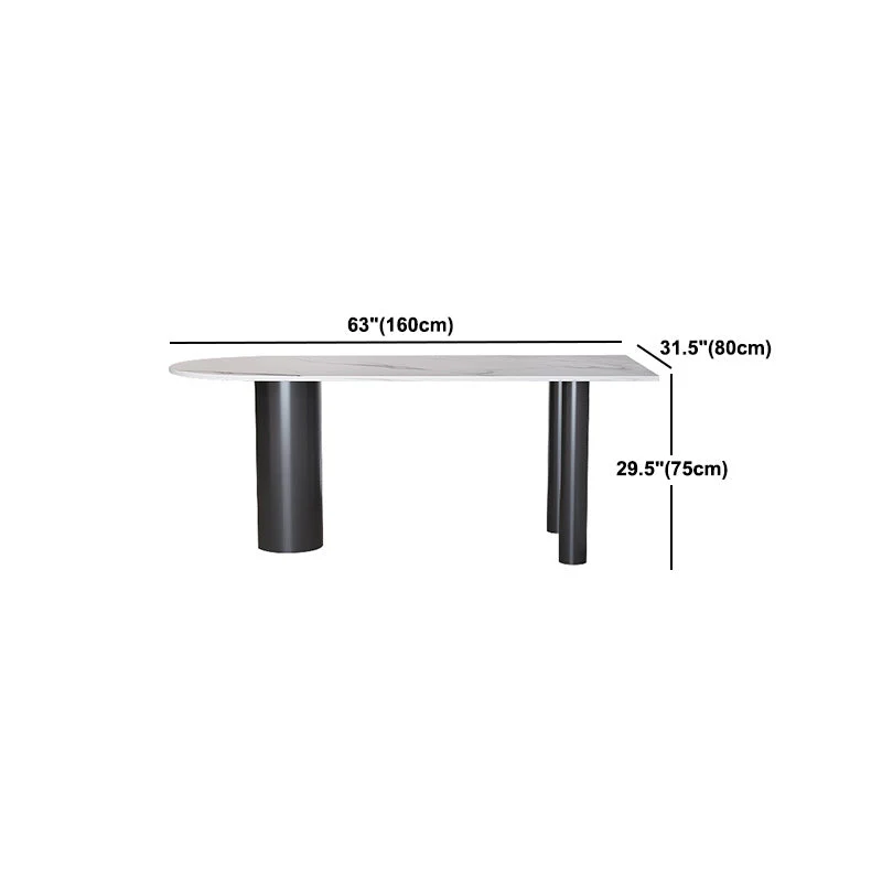 Tavolo da pranzo con piano pietra Tavolo tradizionale di lusso con 3 gambe nero Clearhalo