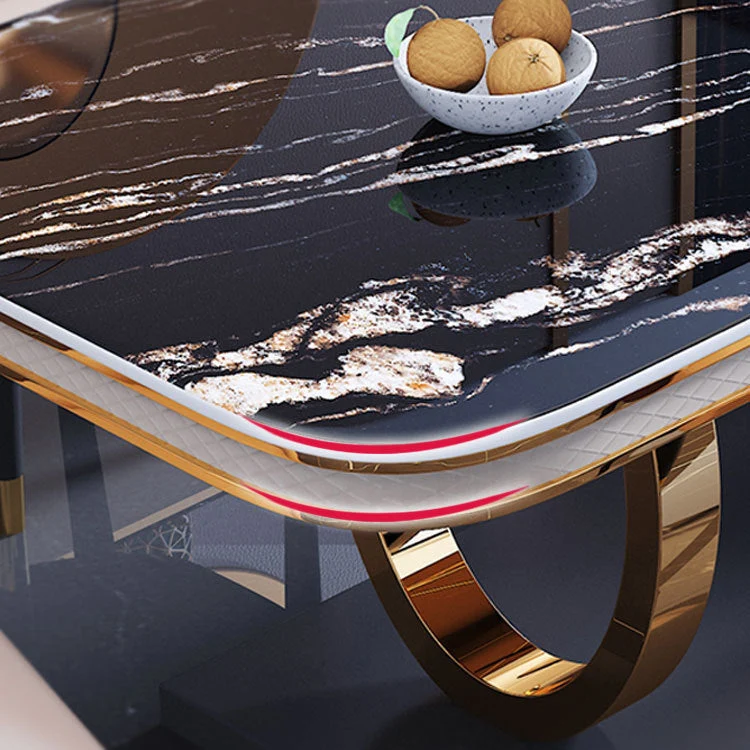 Tavolo da pranzo con piano pietra Tavolo tradizionale di lusso con base piedistallo oro Clearhalo