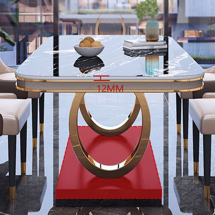 Tavolo da pranzo con piano pietra Tavolo tradizionale di lusso con base piedistallo oro Clearhalo
