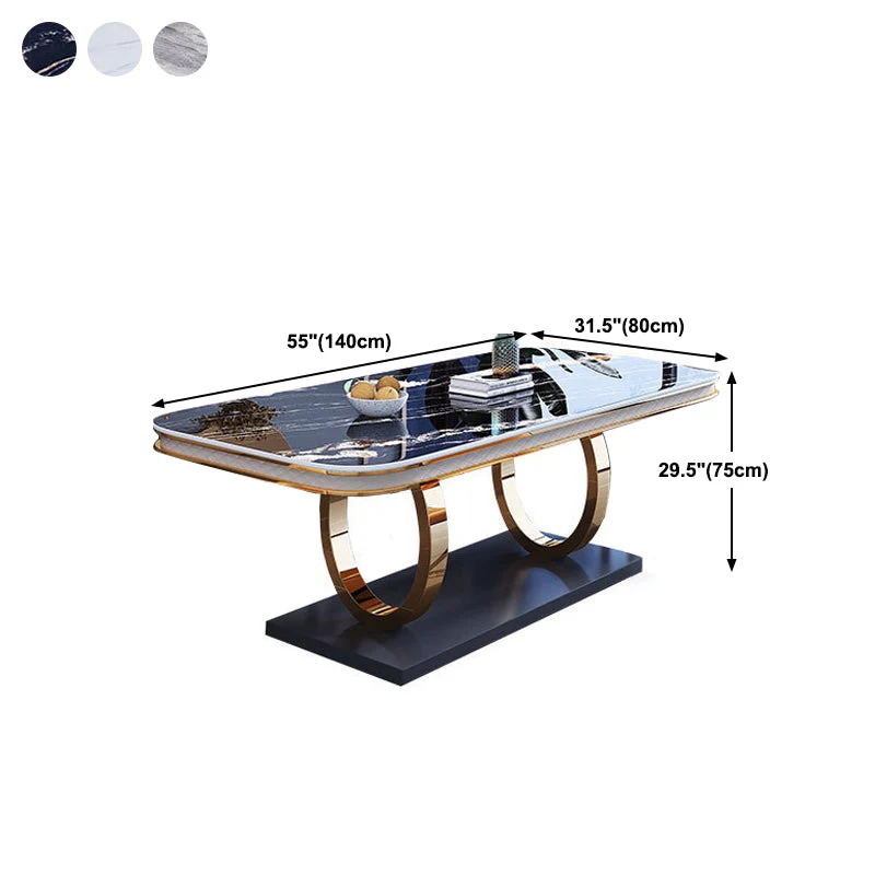 Tavolo da pranzo con piano pietra Tavolo tradizionale di lusso con base piedistallo oro Clearhalo