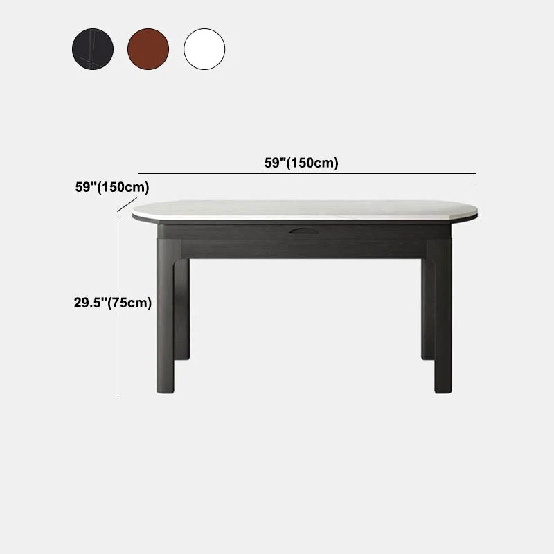 Tavolo da pranzo con piano pietra Tavolo da pranzo rotondo moderno con 4 gambe Clearhalo