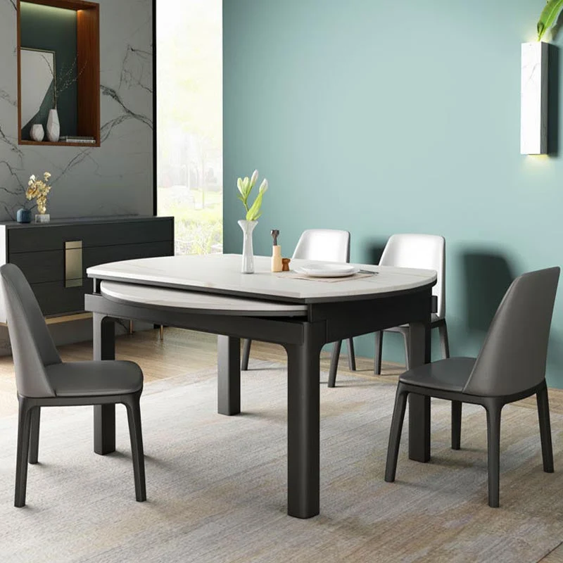 Tavolo da pranzo con piano pietra Tavolo da pranzo rotondo moderno con 4 gambe Clearhalo