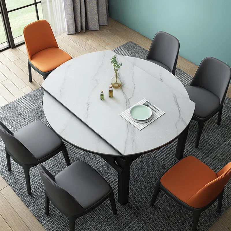 Tavolo da pranzo con piano pietra Tavolo da pranzo rotondo moderno con 4 gambe Clearhalo