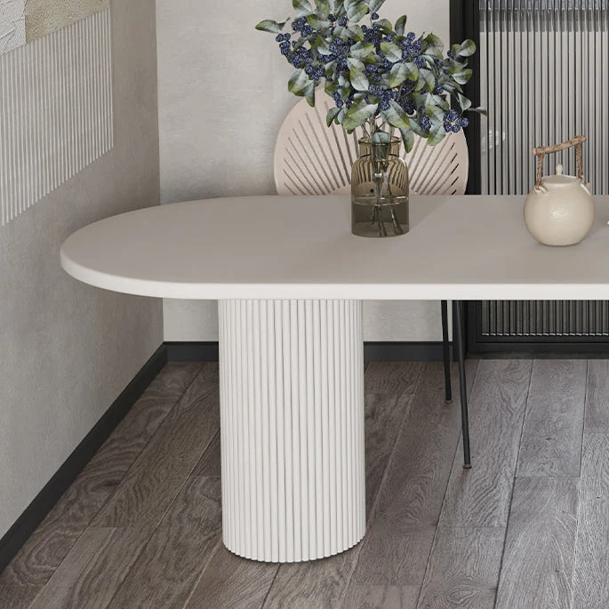 Tavolo da pranzo con piano pietra Tavolo da pranzo moderno con doppio piedistallo per cucina Clearhalo