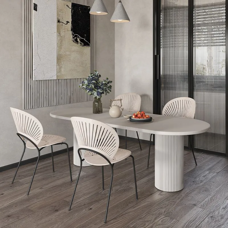 Tavolo da pranzo con piano pietra Tavolo da pranzo moderno con doppio piedistallo per cucina Clearhalo