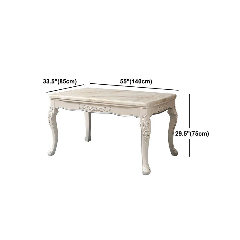 Tavolo da pranzo con piano pietra Tavolo da pranzo rettangolare con 4 gambe legno Clearhalo