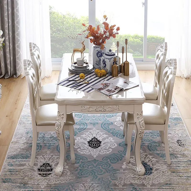 Tavolo da pranzo con piano pietra Tavolo da pranzo rettangolare con 4 gambe legno Clearhalo