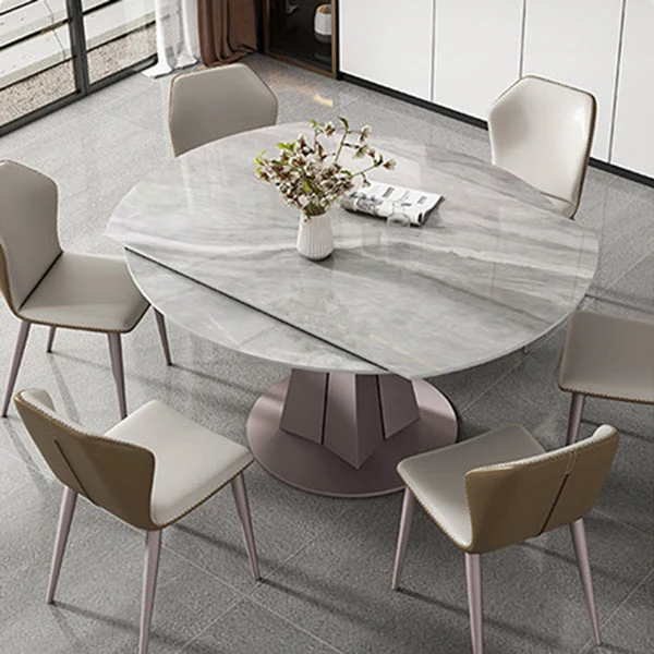 Tavolo da pranzo con piano pietra Tavolo da pranzo rotondo con base piedistallo Clearhalo