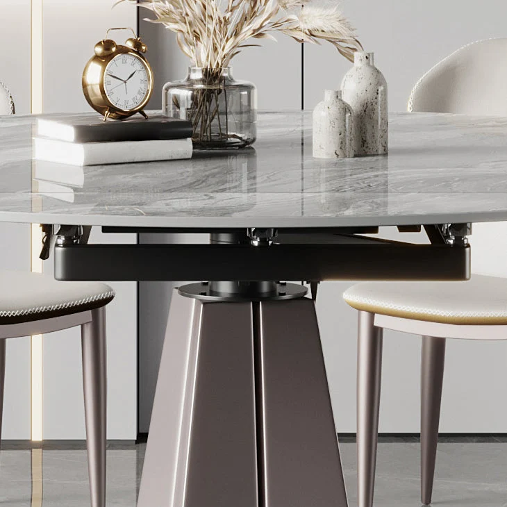 Tavolo da pranzo con piano pietra Tavolo da pranzo rotondo con base piedistallo Clearhalo