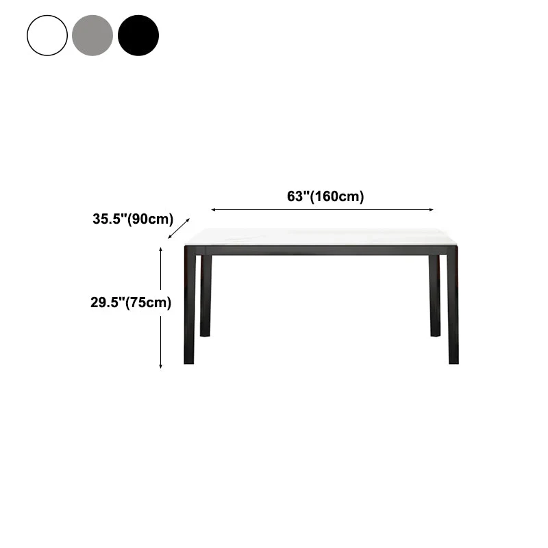 Tavolo da pranzo con piano pietra Tavolo da pranzo moderno rettangolare con 4 gambe legno Clearhalo
