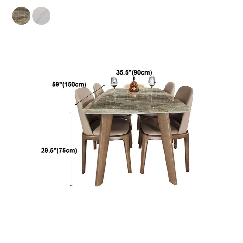 Tavolo da pranzo con piano pietra Tavolo moderno della metà del secolo con 4 gambe marrone Clearhalo