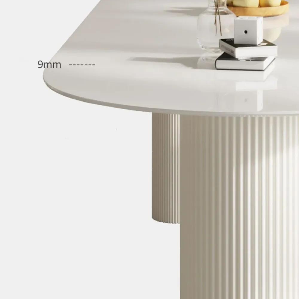 Tavolo da pranzo con piano pietra Tavolo da pranzo tradizionale di lusso con 3 gambe bianco Clearhalo