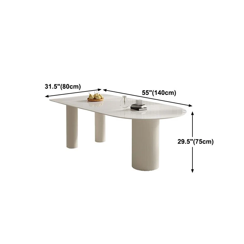 Tavolo da pranzo con piano pietra Tavolo da pranzo tradizionale di lusso con 3 gambe bianco Clearhalo