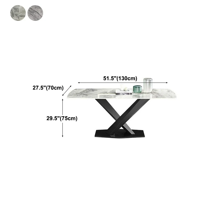Tavolo da pranzo con piano pietra Tavolo da pranzo moderno rettangolare con base nera Clearhalo