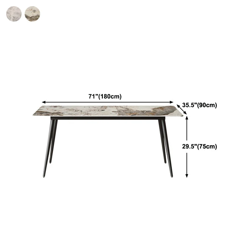 Tavolo da pranzo con piano pietra Tavolo da pranzo moderno rettangolare con 4 gambe nere Clearhalo