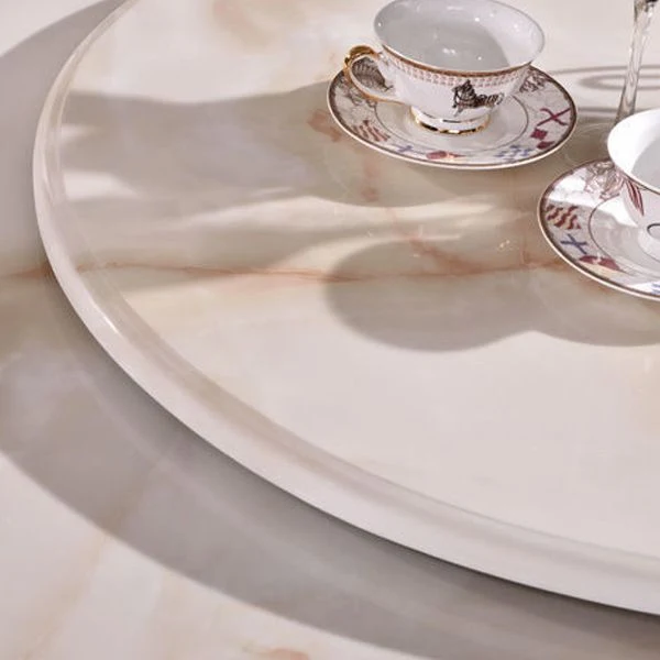 Tavolo da pranzo con piano pietra Tavolo da pranzo rotondo con base piedistallo bianco Clearhalo